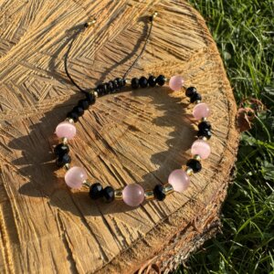 Bransoletka regulowana Kocie Oko z kryształkami