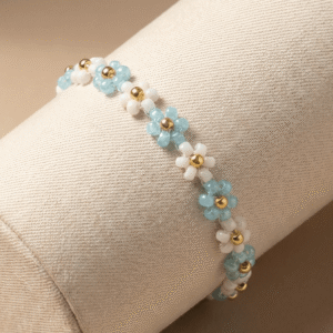 Bransoletka Daisy Kwiatuszki błękitno-biała