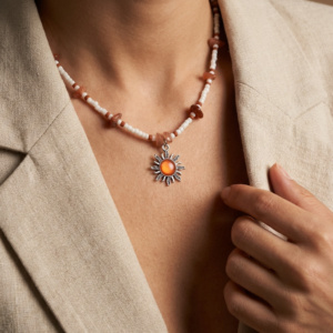 Słoneczny naszyjnik z agatem perskim - srebrny