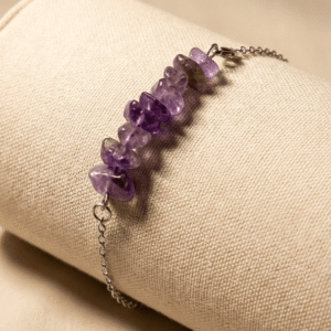 Bransoletka z ametystem ze stali chirurgicznej