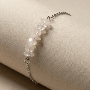 Bransoletka z kwarcem różowym ze stali chirurgicznej