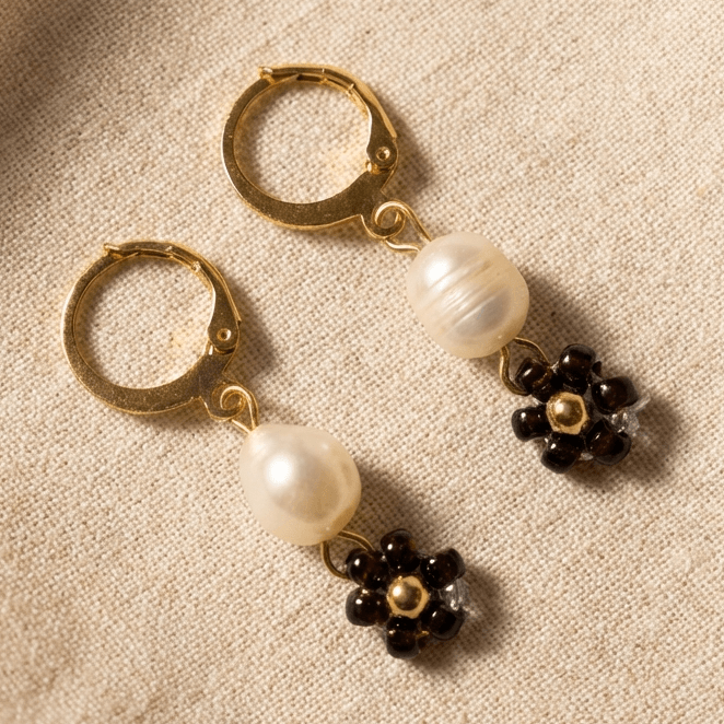 Kolczyki Daisy Pearl - czarne