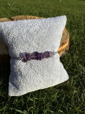 Bransoletka z ametystem ze stali chirurgicznej