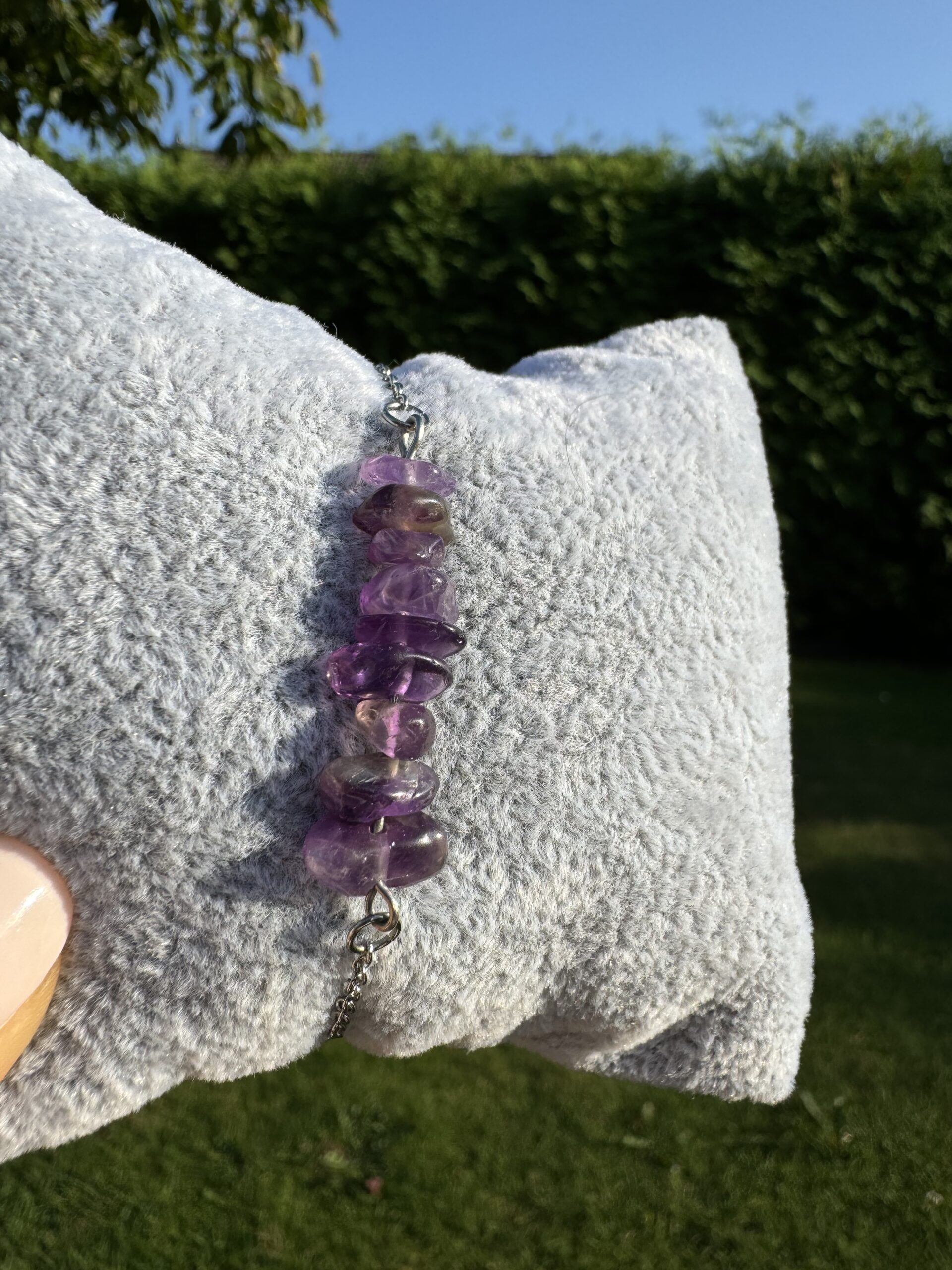 Bransoletka z ametystem ze stali chirurgicznej - obrazek 2