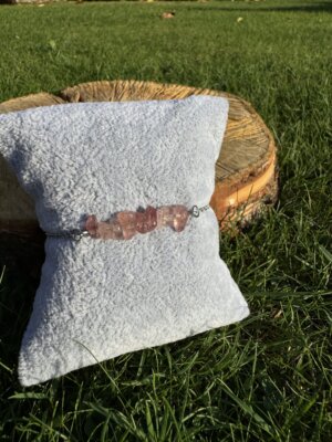 Bransoletka z kwarcem arbuzowym ze stali chirurgicznej