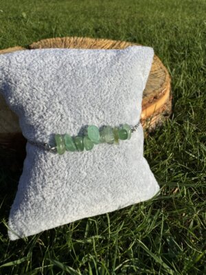 Bransoletka z zielonym jadeitem ze stali chirurgicznej