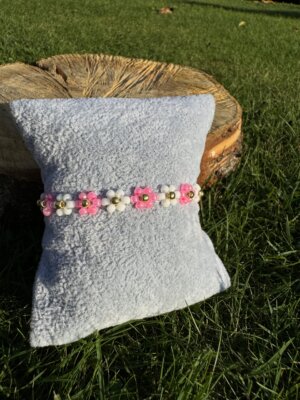 Bransoletka Daisy Kwiatuszki różowo-biała