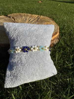 Bransoletka Daisy niebiesko-biała