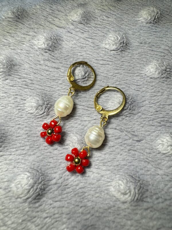 Kolczyki Daisy Pearl - czerwone