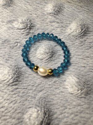 Pierścionek Perła Naturalna - turkusowy