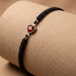 Regulowana bransoletka z czerwonym sercem stali szlachetnej
