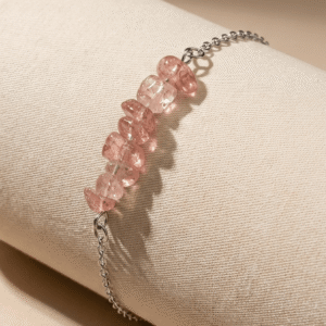 Bransoletka z kwarcem arbuzowym ze stali chirurgicznej