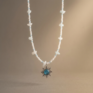 Słoneczny naszyjnik z akwamarynem - srebrny