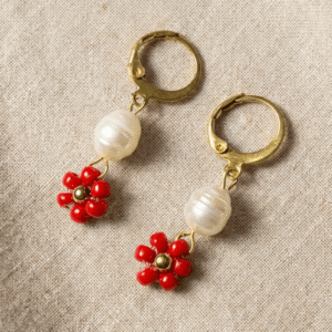 Kolczyki Daisy Pearl - czerwone