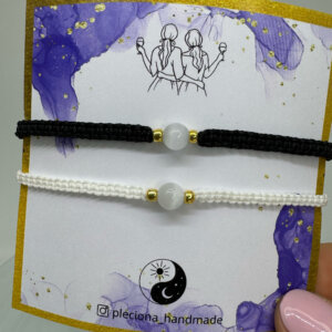 Zestaw bransoletek dla przyjaciółek Kocie Oko Black&White