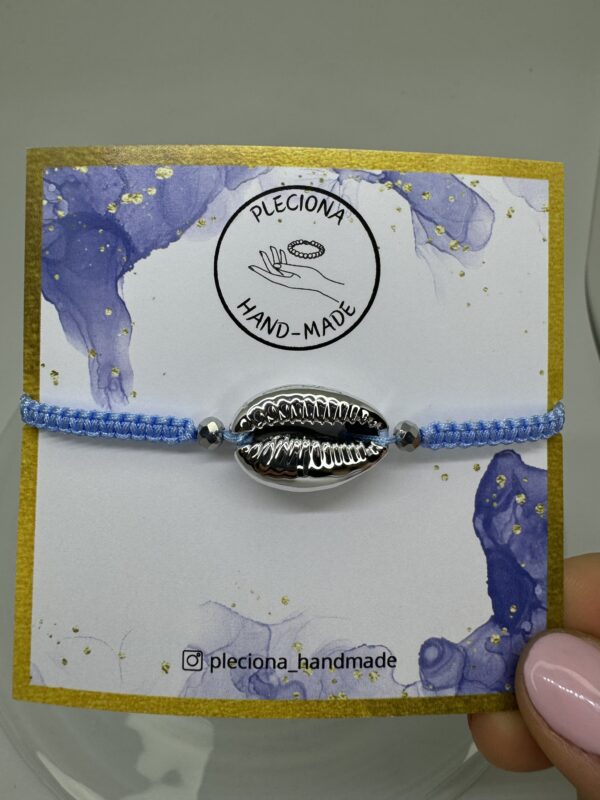 Bransoletka Baby Blue ze srebrną muszelką