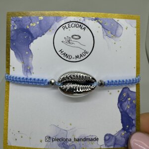 Bransoletka Baby Blue ze srebrną muszelką