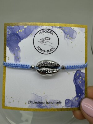 Bransoletka Baby Blue ze srebrną muszelką