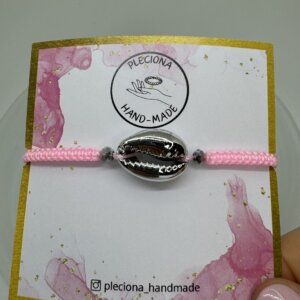 Bransoletka Baby Pink ze srebrną muszelką