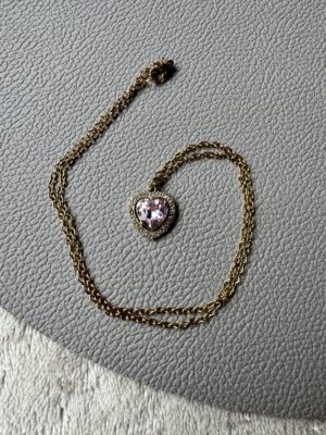 Naszyjnik Crystal Gold Pink Heart- stal chirurgiczna