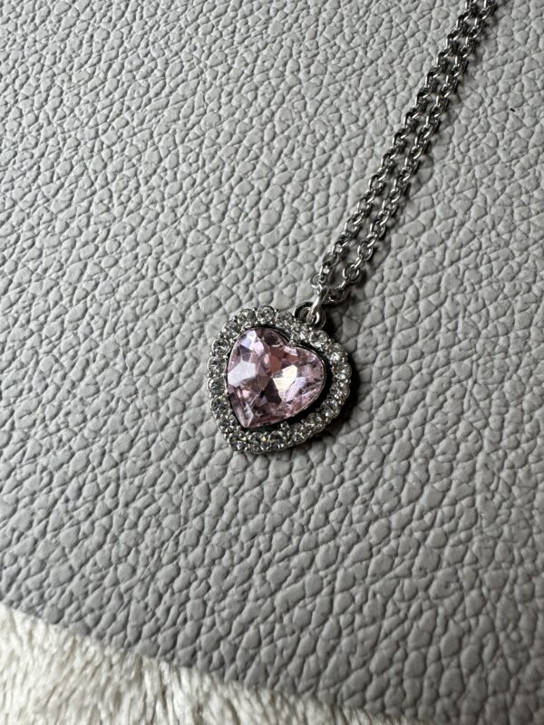 Naszyjnik Crystal Pink Heart- stal chirurgiczna