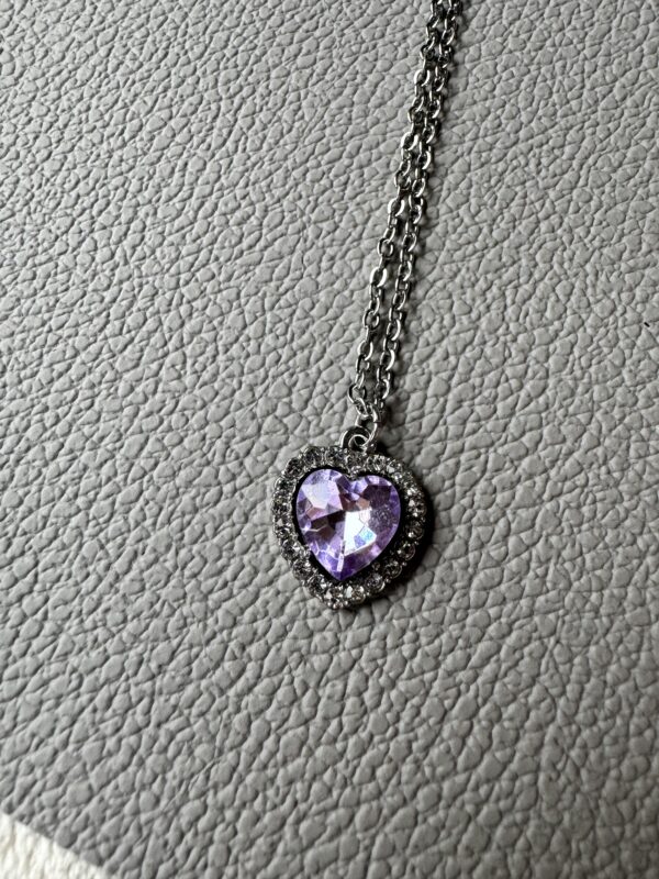Naszyjnik Crystal Violet Heart- stal chirurgiczna