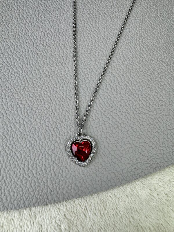 Naszyjnik Crystal Red Heart- stal chirurgiczna - obrazek 3