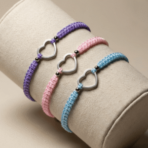 Bransoletka Silver Heart - stal chirurgiczna, różne kolory