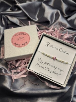 Bransoletka dla Chrzestnej, perła naturalna barwiona