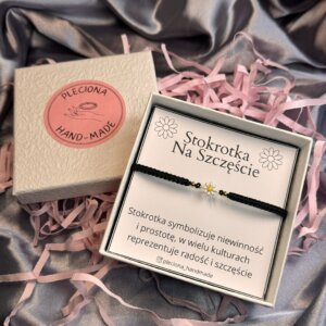 Regulowana bransoletka na szczęście z białą stokrotką ze stali szlachetnej