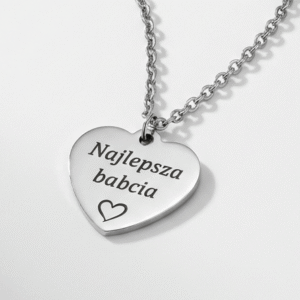 Personalizowany naszyjnik serduszko ze stali chirurgicznej z grawerem