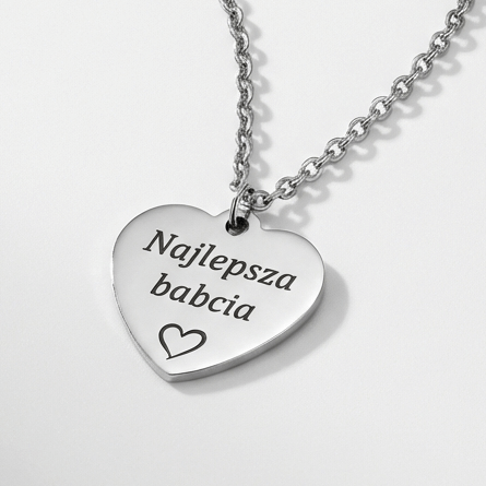 Personalizowany naszyjnik serduszko ze stali chirurgicznej z grawerem